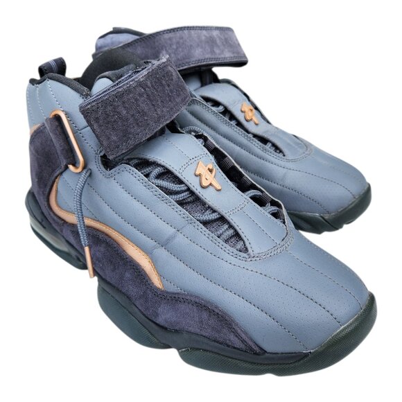 Nike Air Penny IV 4 Metallic Copper Coin Grey Suede 864018-002 Men's Size 9.5 - Picture 1 of 14